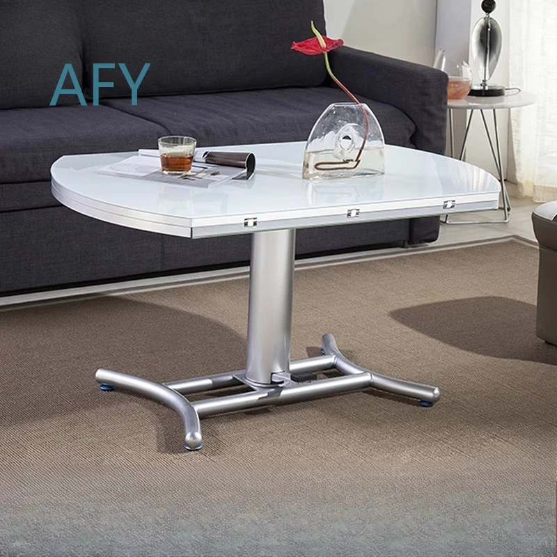 Lifting Coffee Table for Small Apartment Dual-Purpose Dining Table Square to Round Folding Tea Table Space Saving Convertible