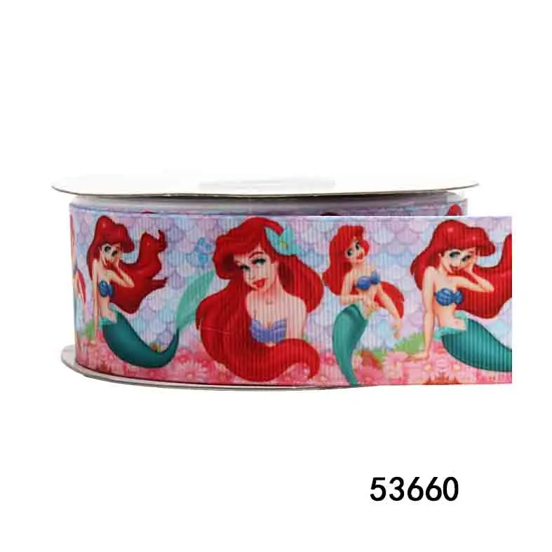 Cartoon Printed Ribbon for Bows Disney Princess Ariel Aladdin Cartoon DIY Craft Supplies, Handmade Decoration Materials, 10Yards