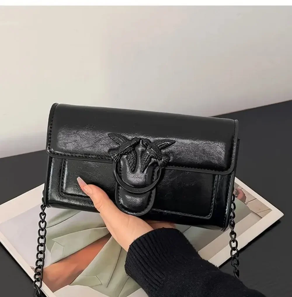 2026 Ölwachs-Leder Umhängetasche mit Kette - Luxuriöser Schlanker Quadratischer Stil für Smartphones und Abendveranstaltungen – Detail 13