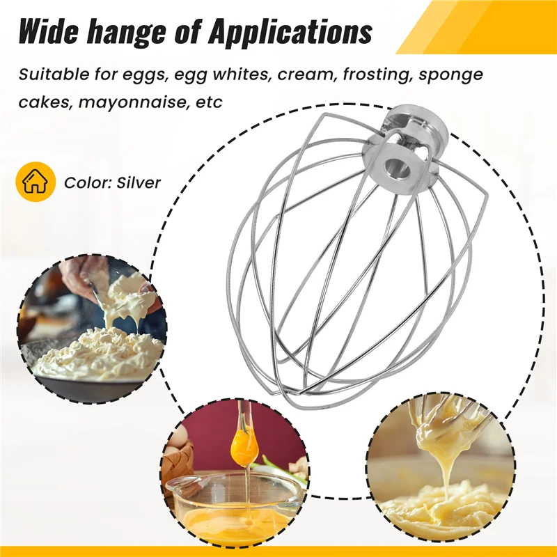 سوط سلك A59E لخلاط حامل كيتشن ايد 5QT رفع و6QT، مرفق خفق، استبدال محرك كريم البيض من الفولاذ المقاوم للصدأ