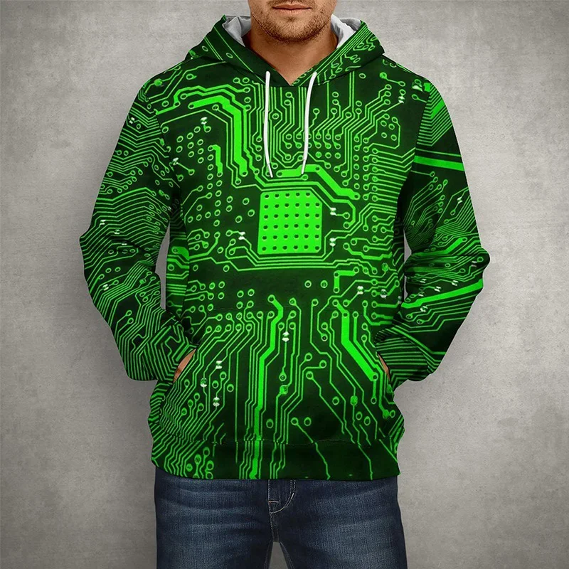 

New Clothes 3D Printed Motherboard CPU Processor Circuit Board Cool Swearshirt Men's and Women's Casual Harajuku Hoodie