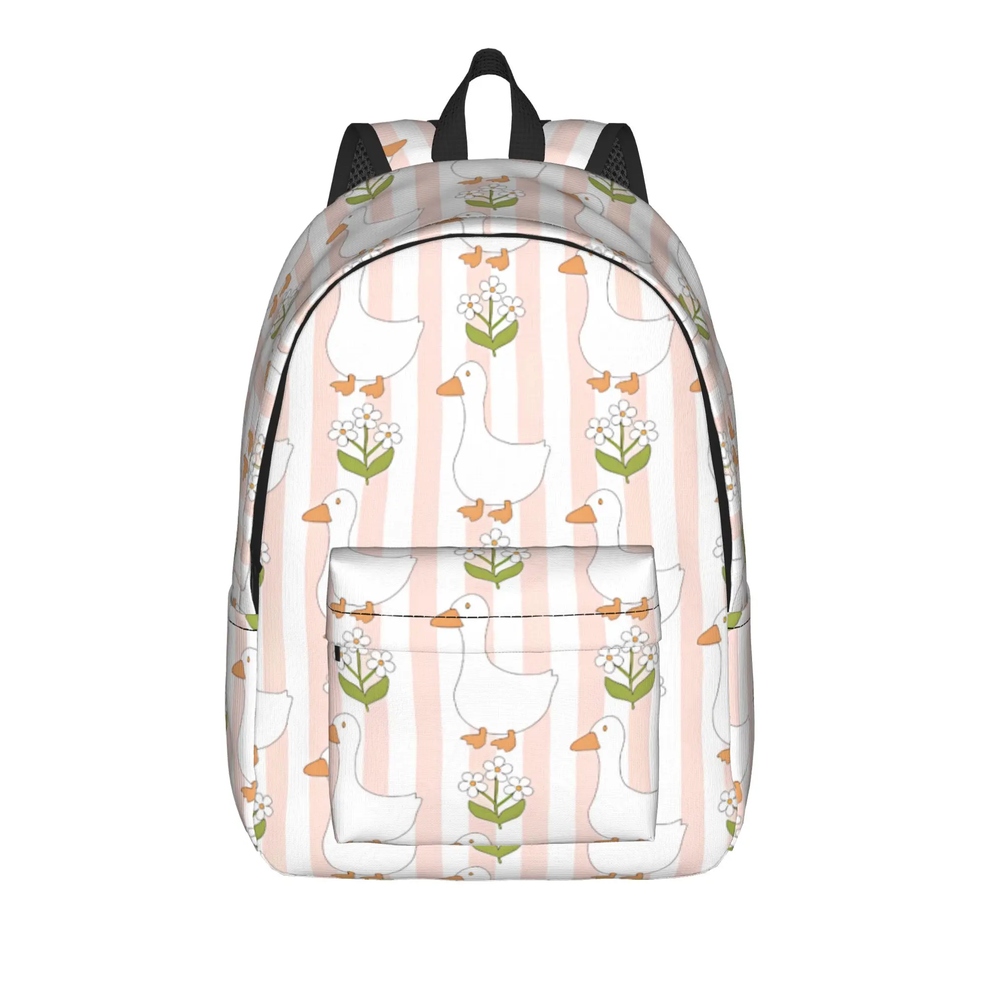 Cute Spring Cottagecore Goose Backpack  Student Unisex Polyester Camping Backpacks Soft Streetwear School Bags Rucksack