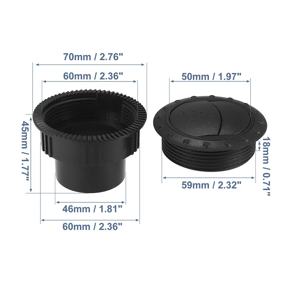 

2 шт., 60 мм, дефлектор для приборной панели, вентиляционное отверстие, вытяжная решетка, боковая крыша, круглая вентиляционная розетка для автомобиля, автофургона, квадроцикла