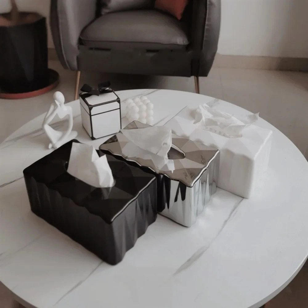 

Modern Minimalist Draw Tissue Box Waterproof Dustproof Paper Holder Black and White Plastic Tissue Container Bedroom
