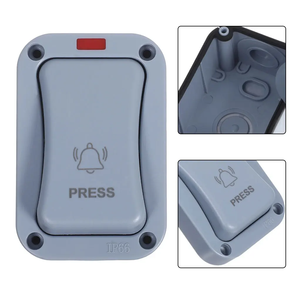 Illuminated Button Outdoor Doorbell For Warehouse Entrance Self-resetting jogging ABS Plastic AC250V Rated 20A Rated Current