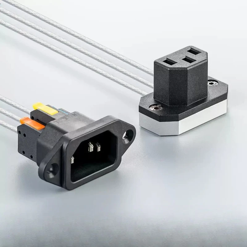 Power Cord Extension Cable Computer 90 Degree Elbow, Three-hole Ultra-thin Male and Female Plugs Computer C13 To C14