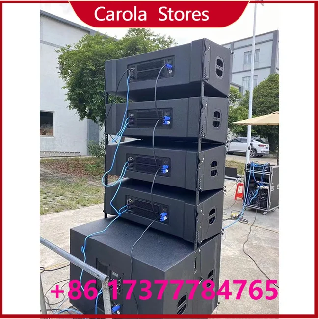 Dual 10 Inch Powered Active Line Array Speaker, Built-in DSP Digital Amplifier Module Professional Stage PA Sound System