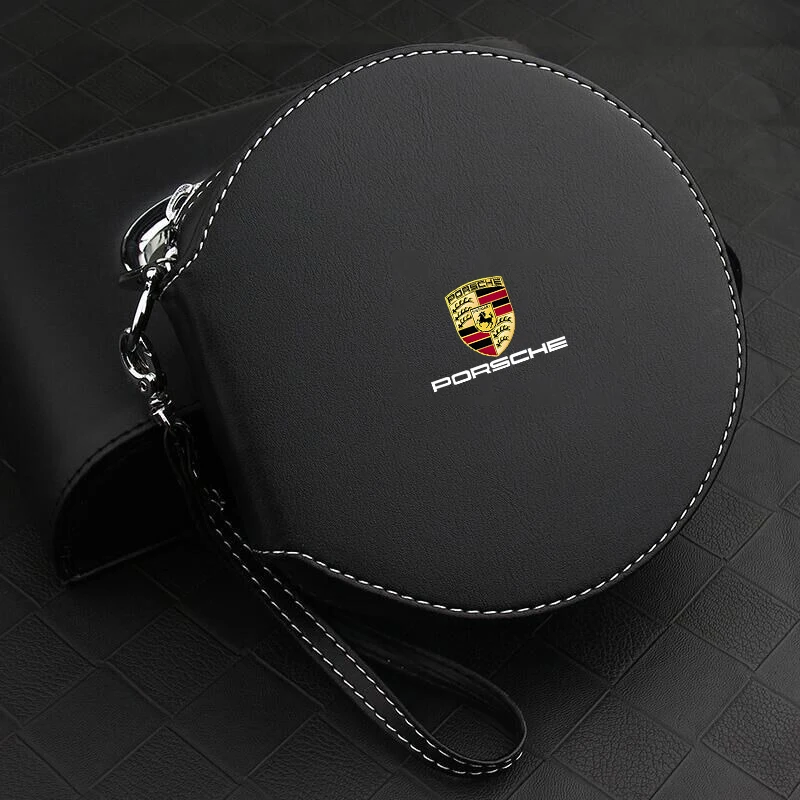 Leather Car CD DVD Storage Case Bag Disc Organizer For Porsche Panamera Cayenne Taycan 911 718 Macan Carrera-GT 928 944 968 944