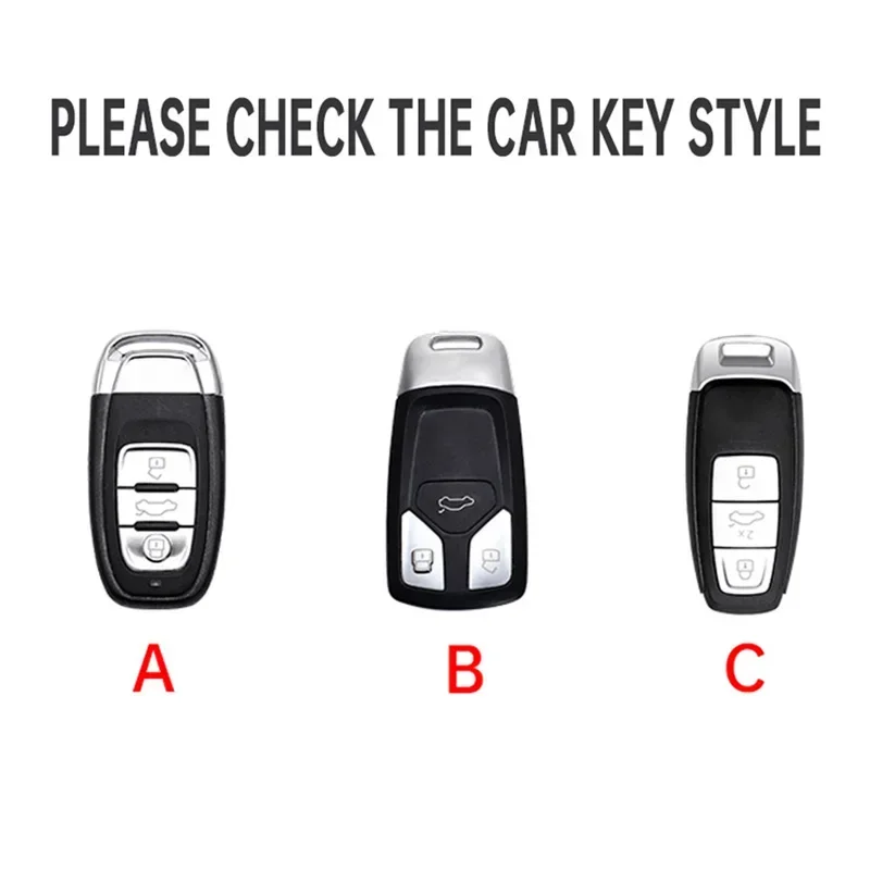 Carbon Fibre Key Case Cover Shell for Audi A4 B9 A5 A6 A7 8S 8W E-tron C8 D5 Q5 Q7 Q8 4M S4 S5 S7 TT TTS TFSI RS SQ5 Keychain