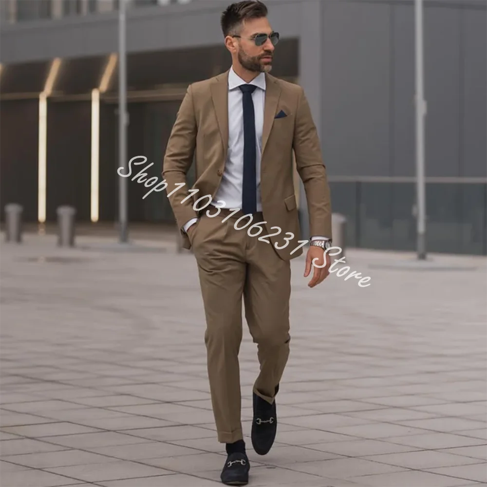 Men's Suits Blazer Trousers Male Slim Gentleman Customized Two Piece Groom Tuxedos Male Wedding Costume Homme Blazer Pants
