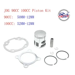 JOG 90 100 50MM 52MM 12MM Piston Kit  90CC 100CC Minarelli Jog 1P50QMF 1P52QMG Jmstar Wangye Sunny Keeway  Roketa  Scooter Buggy