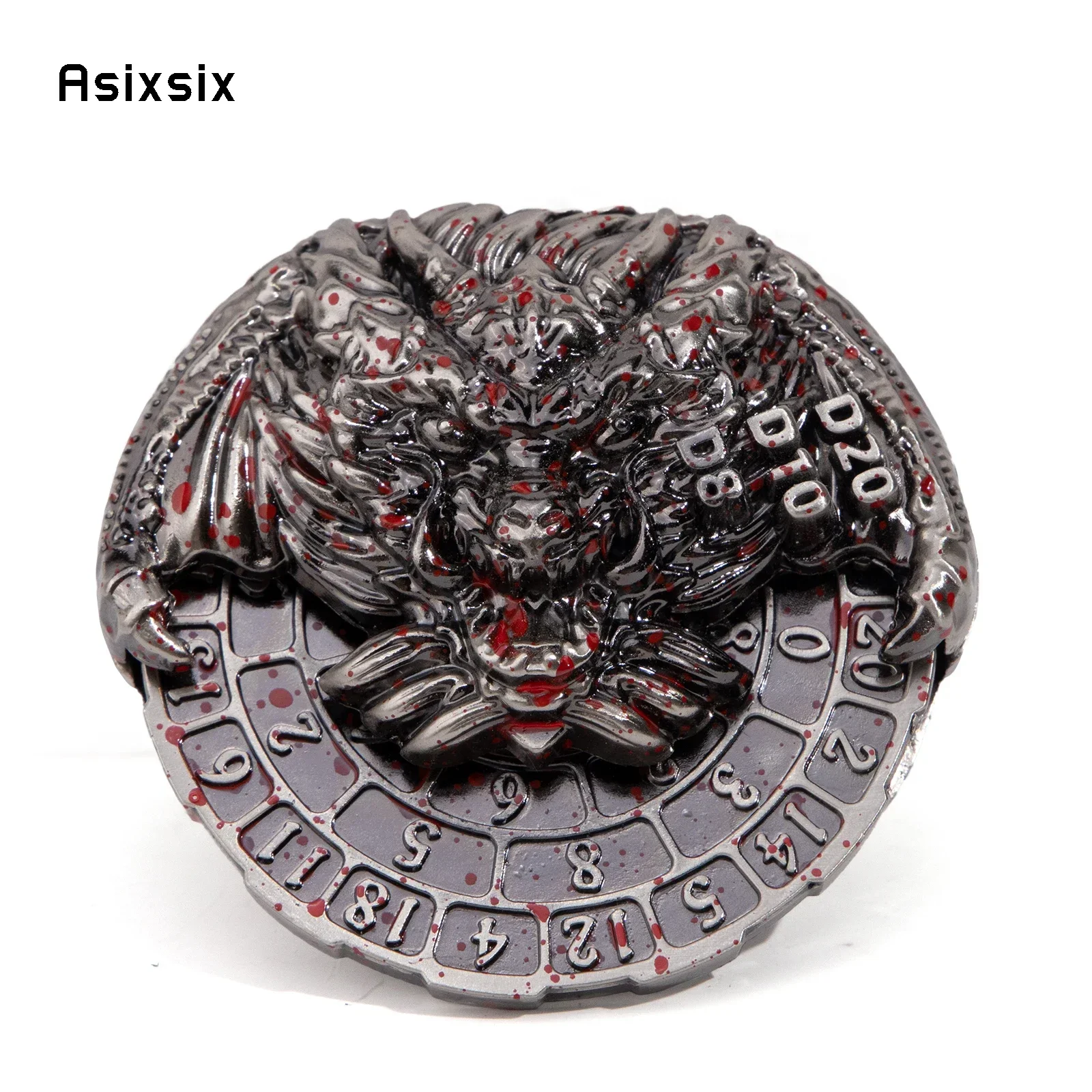 Metal Dice, Perfect For Tabletop Rpgs And Card Games Silver Red Dragon Head A Spinning Wheel Toy With Dice For A Multiplayer Rot