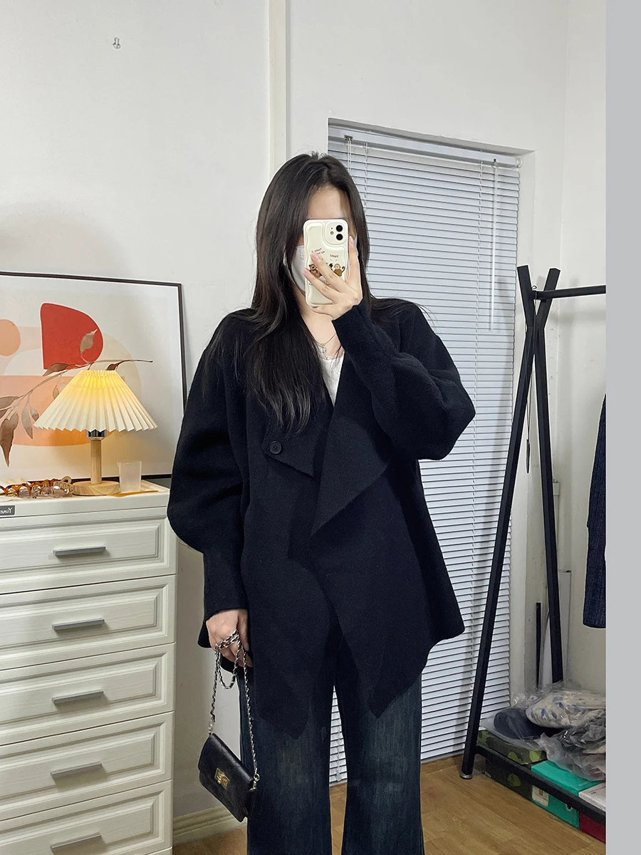 

Кардиган с открытым воротником Thiened, вязаный свитер, верхняя одежда для женщин, повседневная асимметричная мягкая длинная све, осенняя одежда...