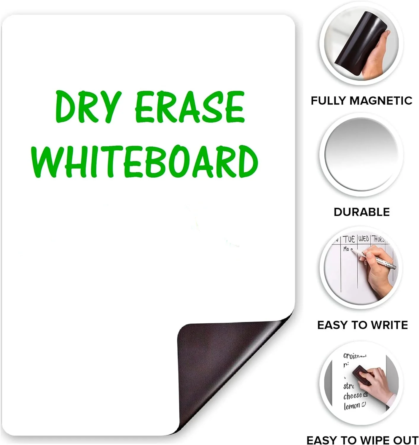 

A4 Magnetic Whiteboard Fridge Magnets Set Dry Wipe White Board Marker Writing Erase Board Remind Memo Pad Kid Gift Kitchen