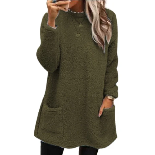 Imagen 2 del producto 2024 mujeres invierno cálido Sudadera con capucha abrigo ropa de calle polar bolsillo Thinken Sweatershirt otoño mujer Casual trajes sueltos Sudadera con capucha Tops