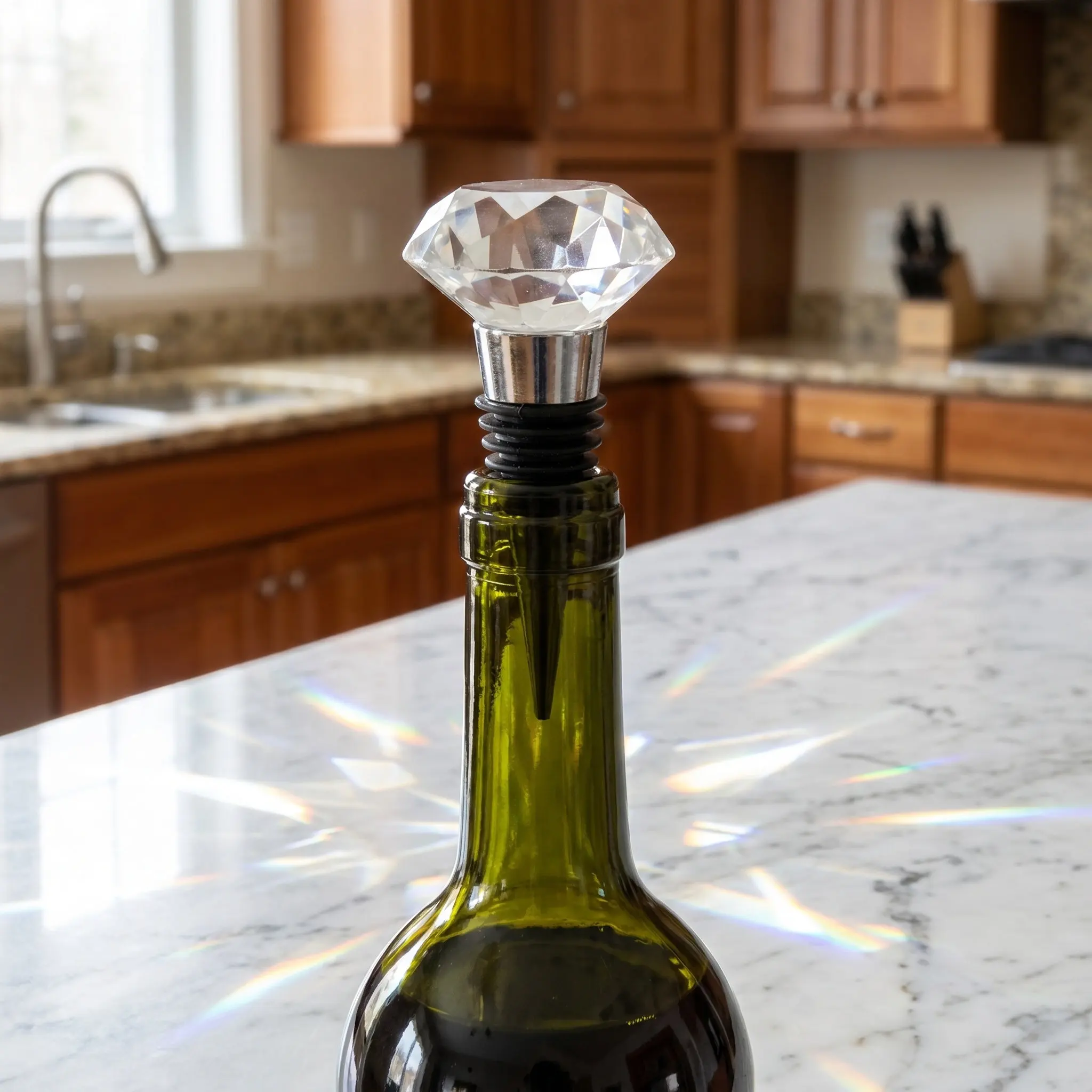 2Pcs Crystal Wine Stopper Premium Metal Beverage Bottle Stopper for Wine Cocktail Beer Bottles Elegant Party Wedding Kitchen Bar