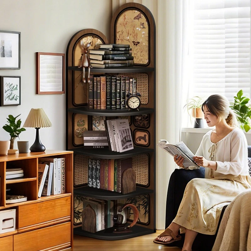 

Medieval style living room bookshelf corner cabinet high-end triangular Bookcase wall Corner storage shelves home furniture