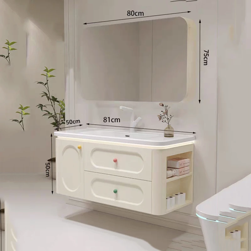 منظم حديث لخزانة الحمام ومرآة ورفوف تخزين العطور وخزانة العناية بالبشرة والأثاث الخشبي العصري #6