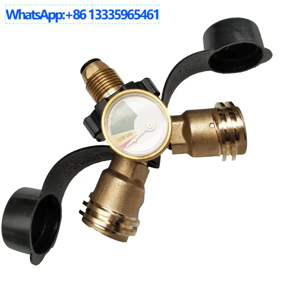 

2Pcs Propane Y Pressure Gauge Tee Brass with 1 Male POL and 2 Female POL Grill Heater QCC