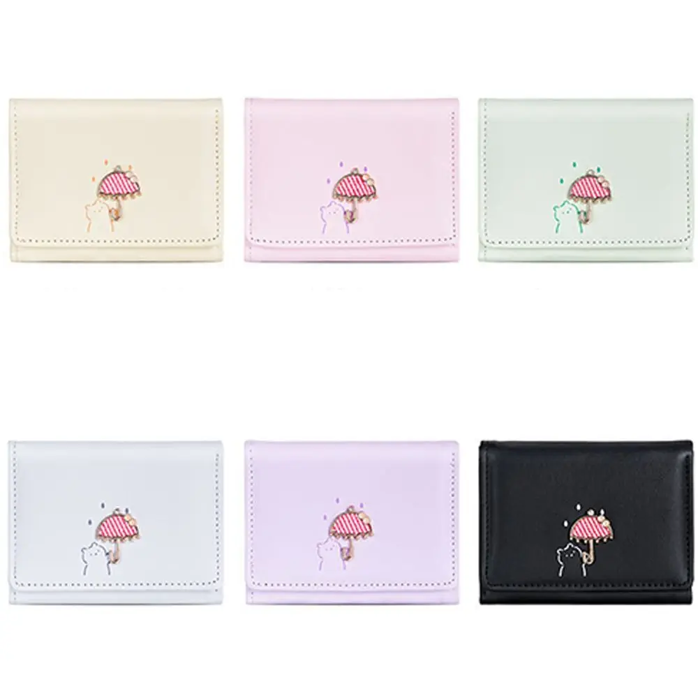 แฟชั่น PU หนังผู้หญิงกระเป๋าสตางค์การ์ตูนสามพับเหรียญขนาดใหญ่ความจุกันน้ําผู้ถือบัตรเครดิตสําหรับผู้หญิงหญิง