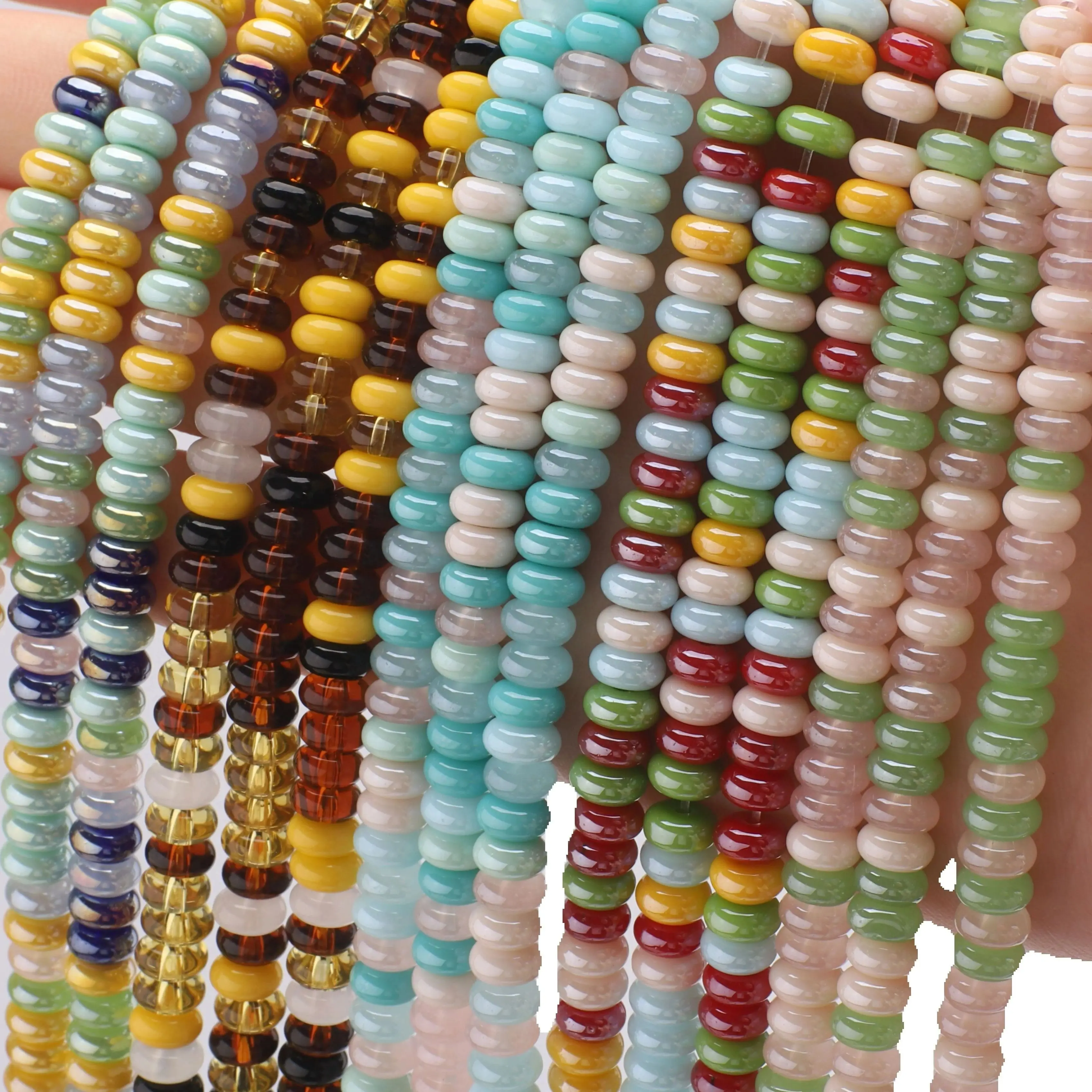 110Pcs 3x6mm Crystal Glass Flat Round Spacer Wheel Beads Crafts for DIY Making Handmade Garment Decor Crafts