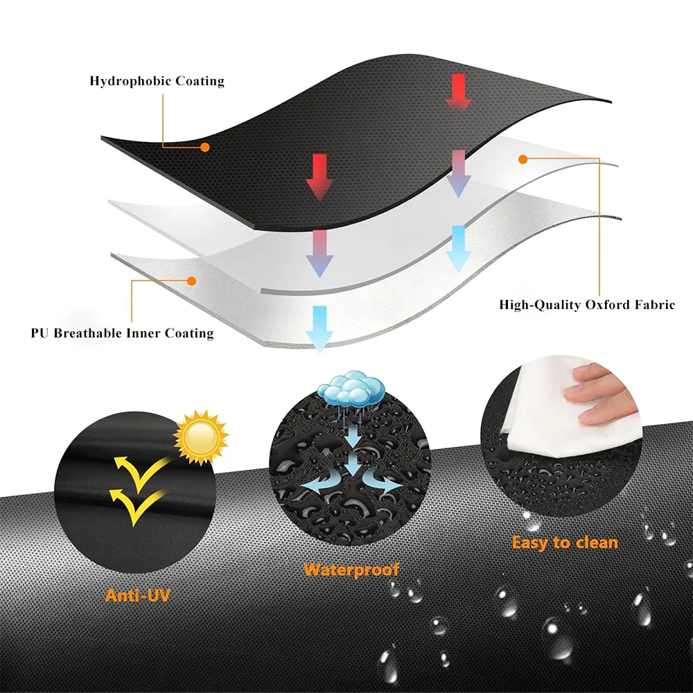 210D غير نافذ للمطر في الهواء الطلق غطاء للشواء ، الغاز الغبار أكسفورد خيمة الشواء غطاء شرائط مقاومة للماء رف الشواية غطاء فرن واقي