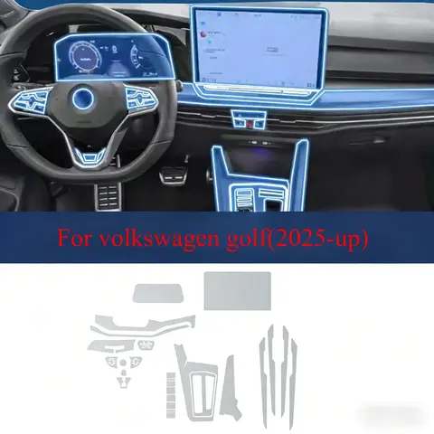For Volkswagen VW Golf 8.5 2025 Golf 8 MK8.5/7 2024 Interior Film Transparent TPU Gear Panel GPS Center Console PPF Protection