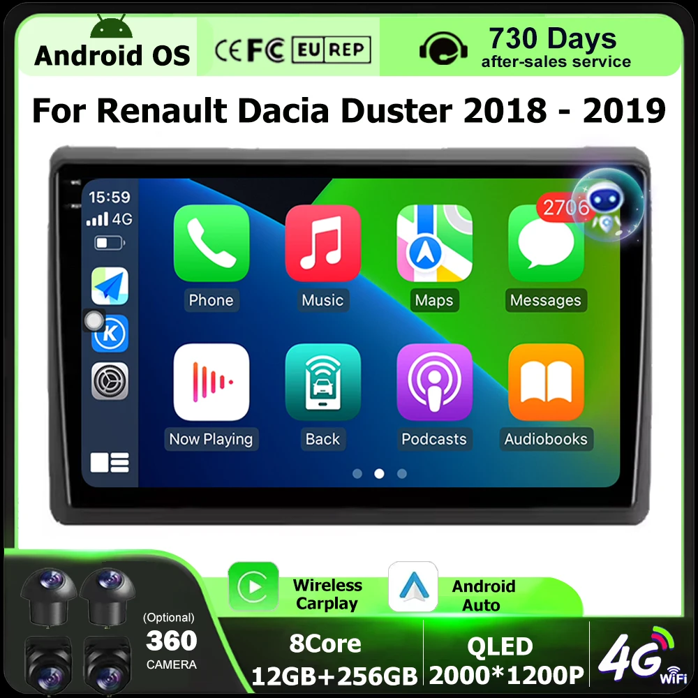 

10-дюймовый для Renault Dacia Duster 2018 2019 ARKANA 2019 Android 16 автомобильный радиоприемник мультимедийный видеоплеер GPS Carplay головное устройство