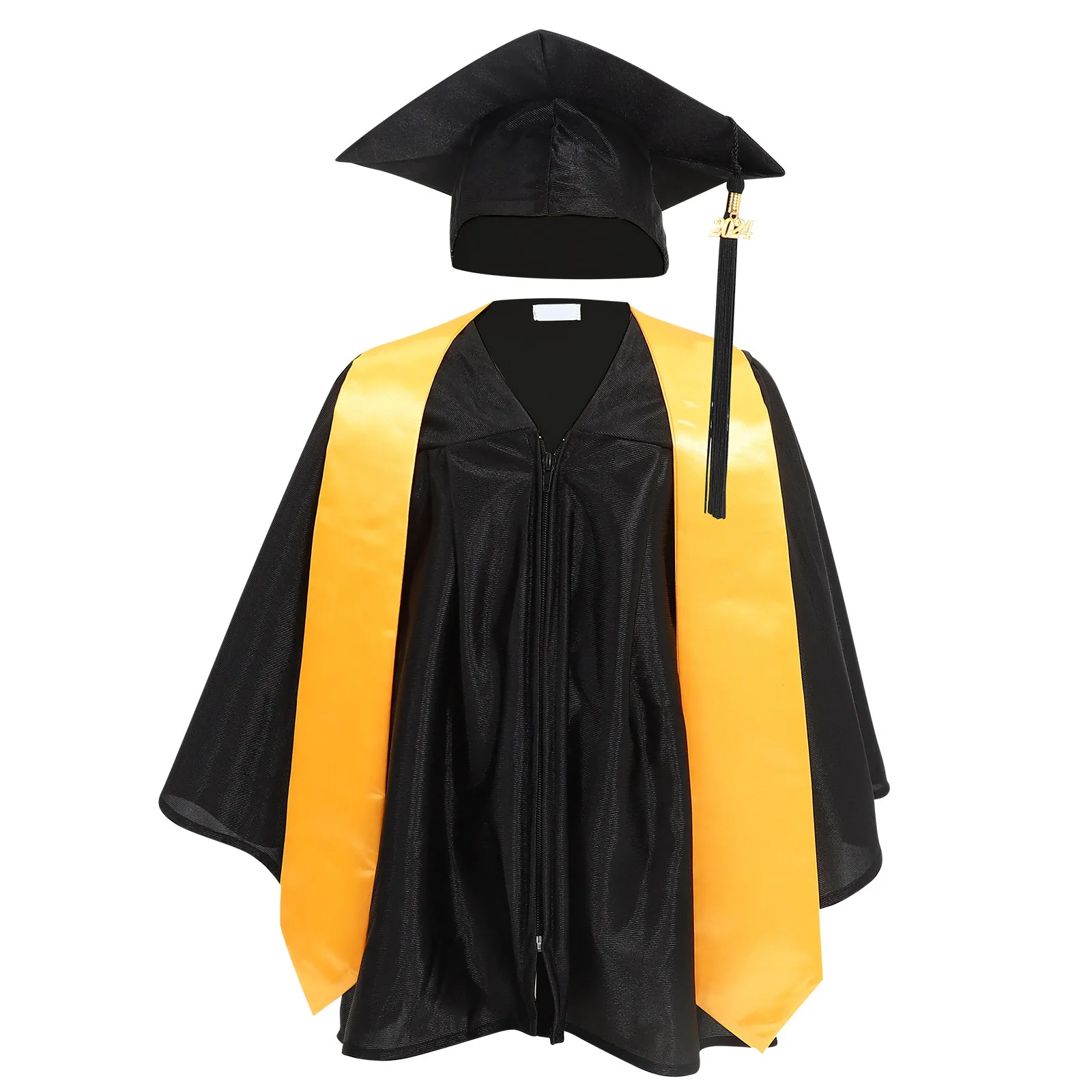 1Set Graduation Gown Hat Set Cotton Kids Preschool Graduation Dress Adjustable Fits Kindergarten Ceremony Size M