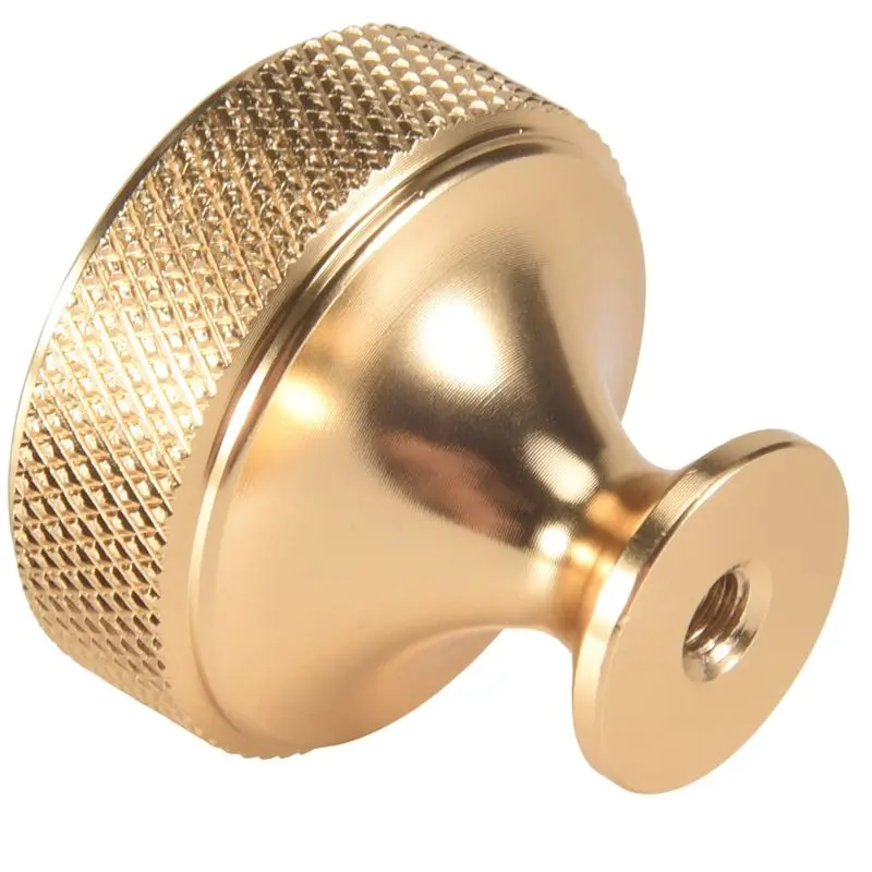 AFOURT-60 Packung mit 1,2-Zoll-Schrankknöpfen aus gebürstetem Gold, gerändelte Küchenschrankknöpfe, goldene Schubladenknöpfe, runde Kommodenknöpfe – Detail 2