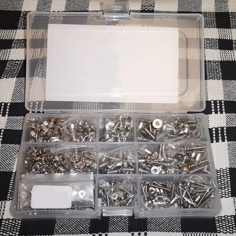 880PCS Stainless Steel M2 M3 M4 M5 Bolts Nuts and Washers Kit Round Head Hex Socket Bolts and Nut Set Metric Machine Screws