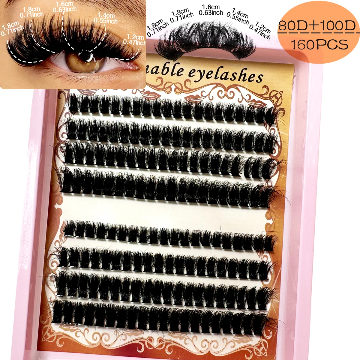 8Rows DIY 5D Fluffy Lash Clusters 80D/100D Thick Eyelash Clusters Wispy Individual Lashes 8-16mm Cluster Eyelash Extension