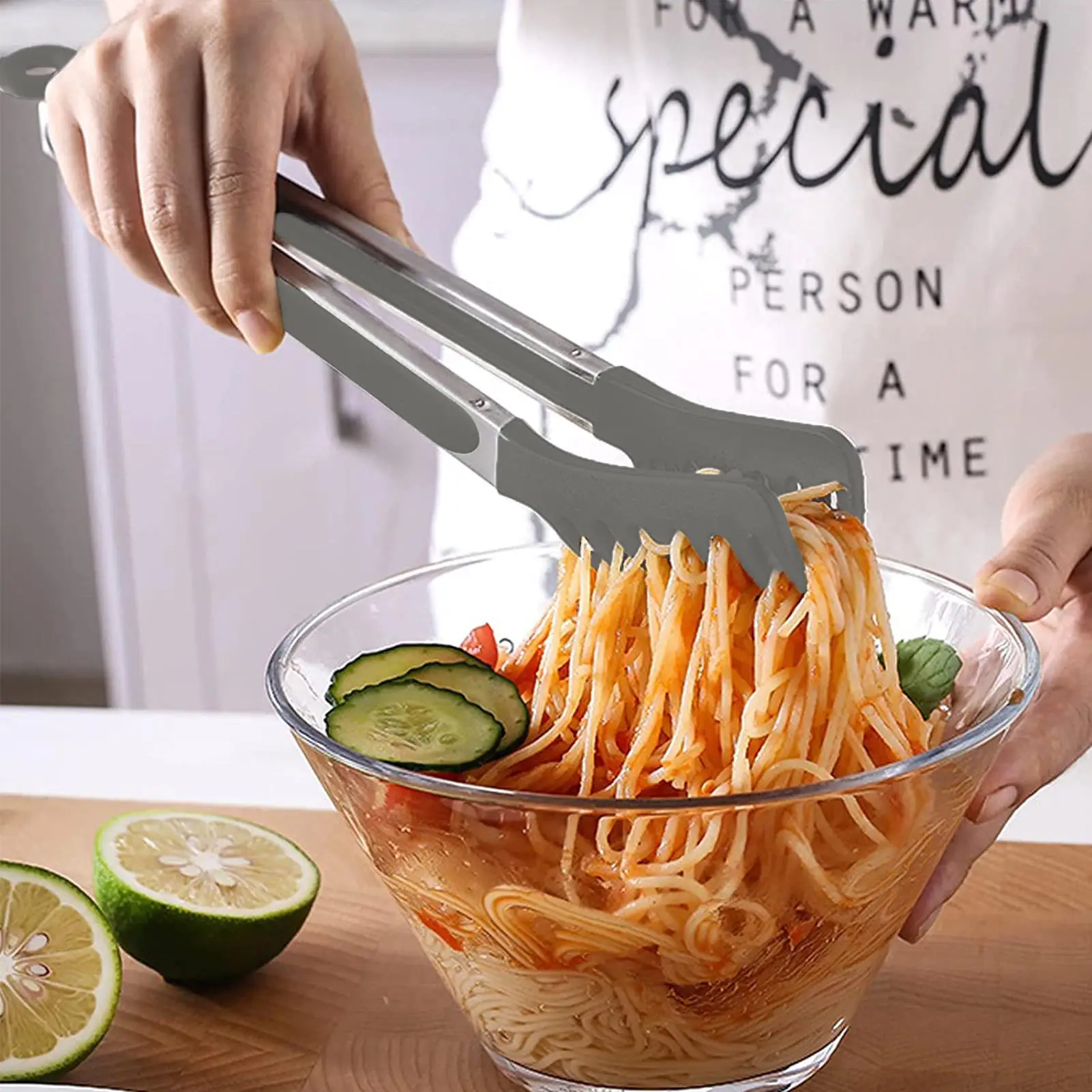 Spaghetti Tongs Silicone Tipped Tongs for Serving Food Pasta Server 10inch Easy To Operate Spaghetti Tong Food Clip forSpaghetti