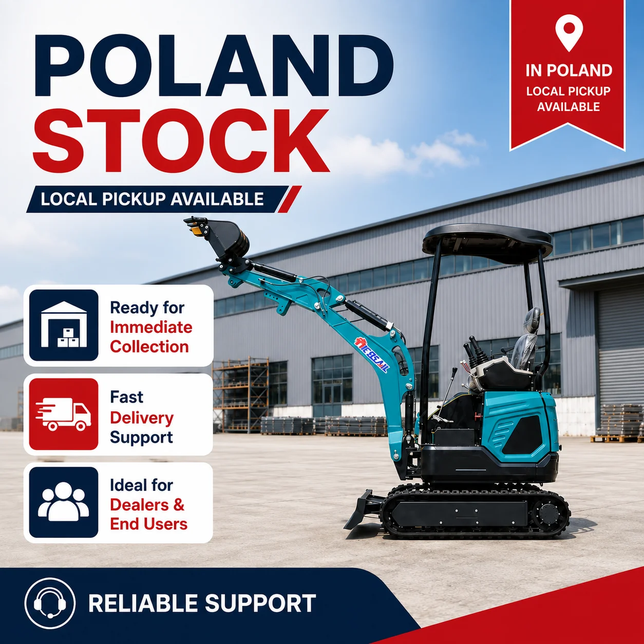 Ready to Ship 1.8T Compact Excavator from Poland EU Warehouse Mini Digger for Garden Projects Trenching Utility and Earthwork