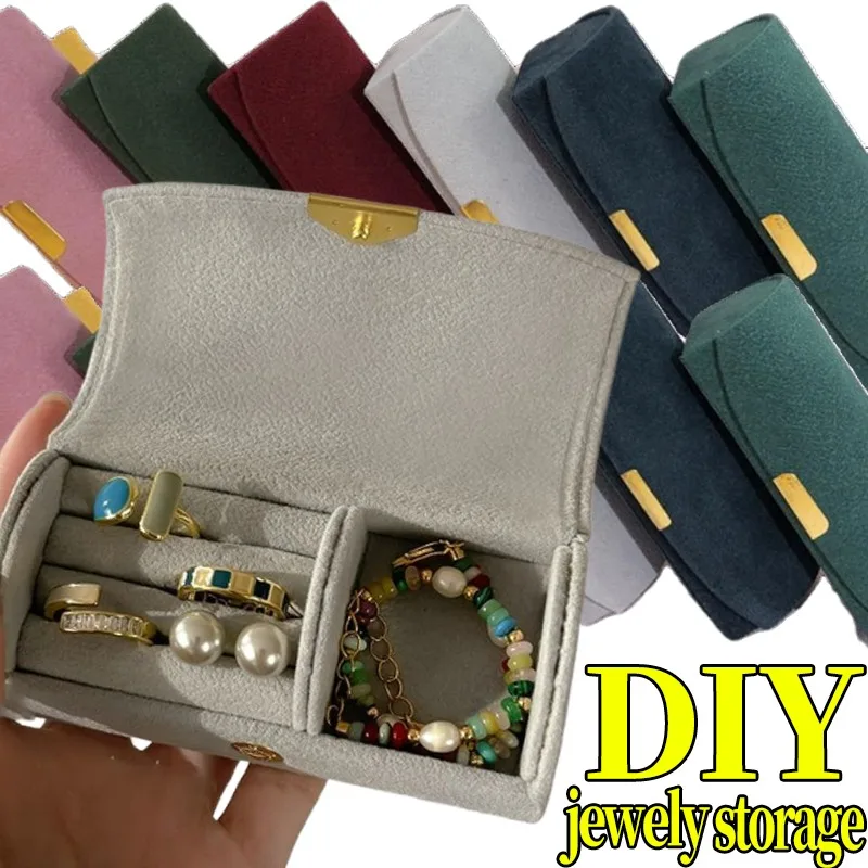 

Velvet Jewelry Box Elegant Velvet Jewelry Storage Display Case for Ring Necklace Portable Gift for Women Girls DIY Display Boxes