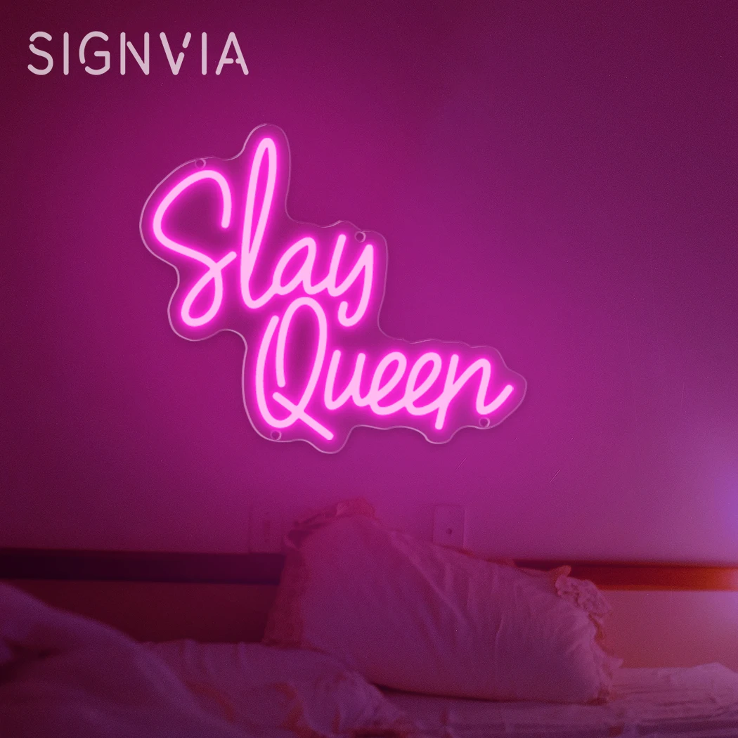 Slay Queen Neon Sign LED USB Powered Wall Decor Light Perfect for Bedroom Party Aesthetic Room Valentine's Day Decor Ideal Gift