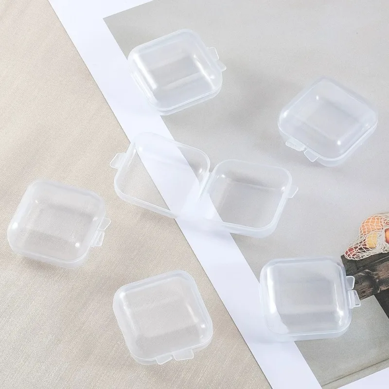 Transparent Mini Square Trinket Storage Box Portable Small Clear Organizer Case for Earrings Rings Earplugs Collection Container