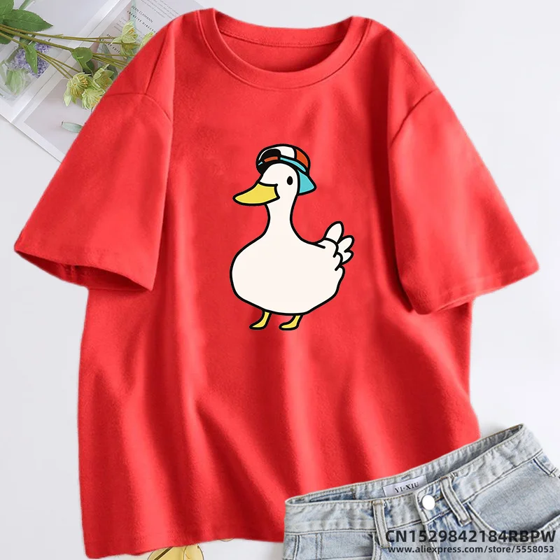 Subaru\'s Dancing Duck Hololive T Shirt Feminin O Neck T Shirts for Women Women Cotton Short Sleeve Tee Shirt Aesthetic Clothing