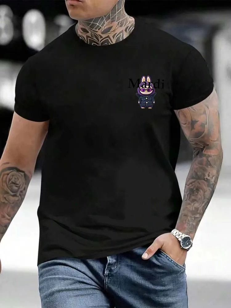 

Mardi x Labubu: Purple Bunny in Denim, Street Cool, Trendy Crossover Tee.