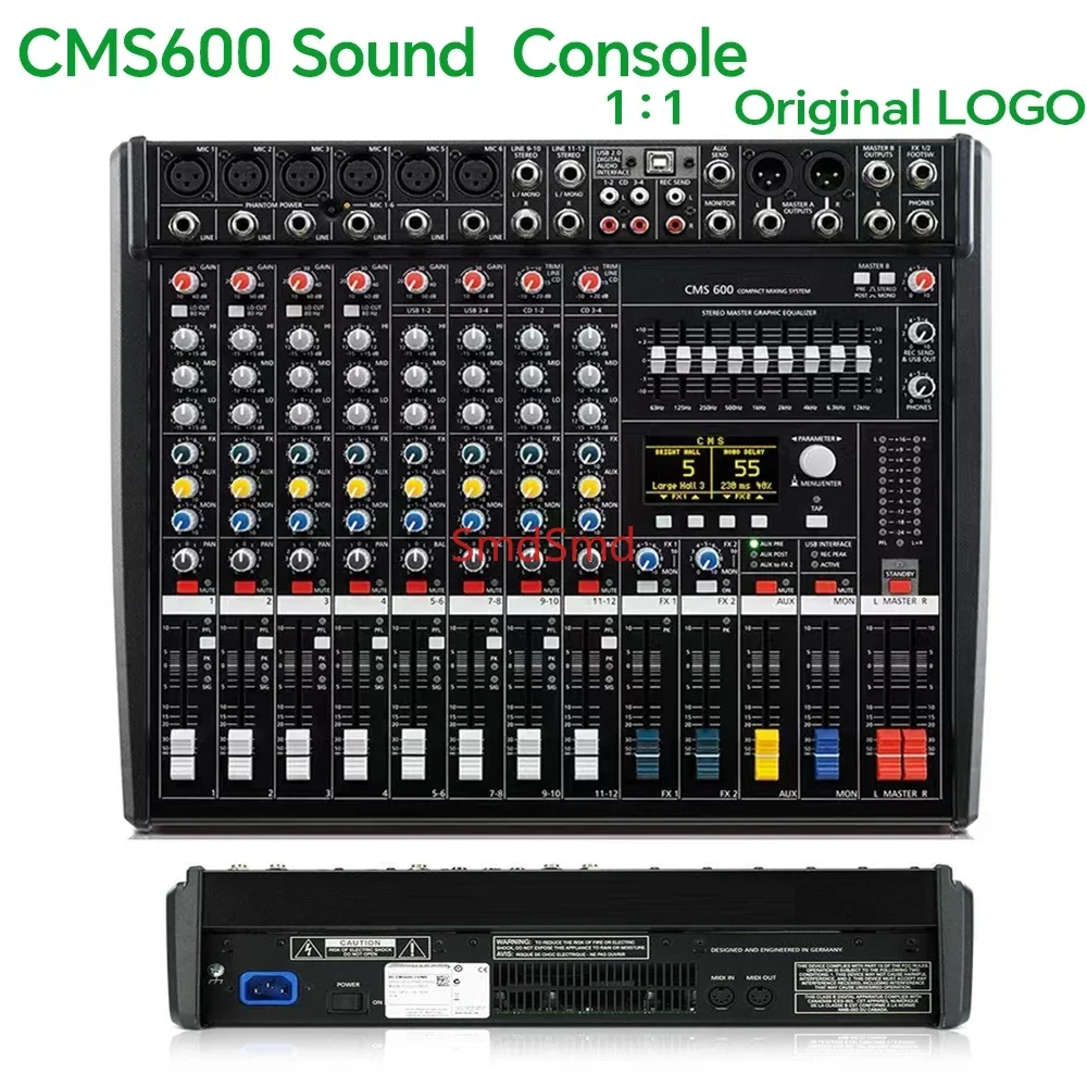 CMS600  Profissional Audio Mixer With Cover 8 Channel  Sound Console Compact Mixing System