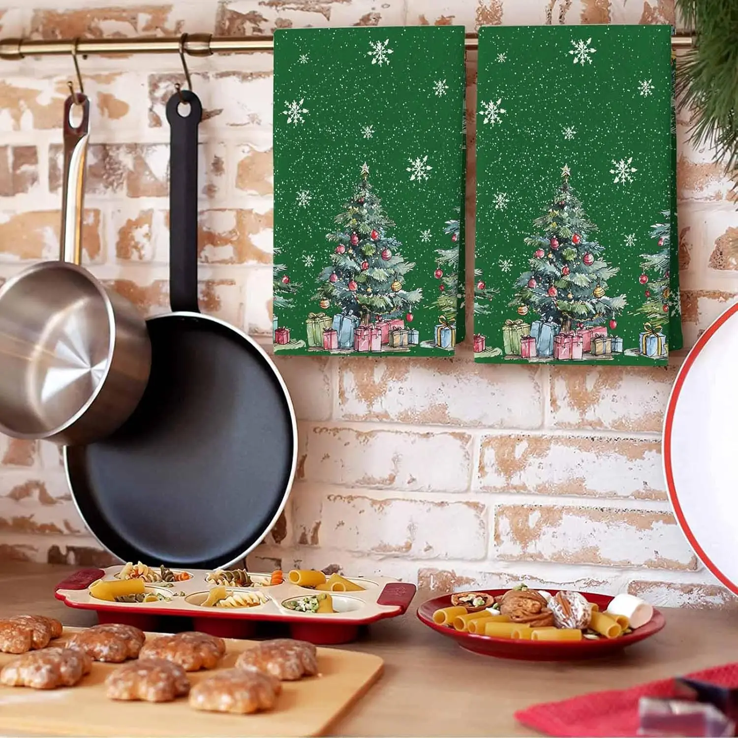 

Рождественская елка, снежинка, набор кухонных полотенец, чистящие средства, быстросохнущие салфетки для рук, украшения для рождественской вечеринки