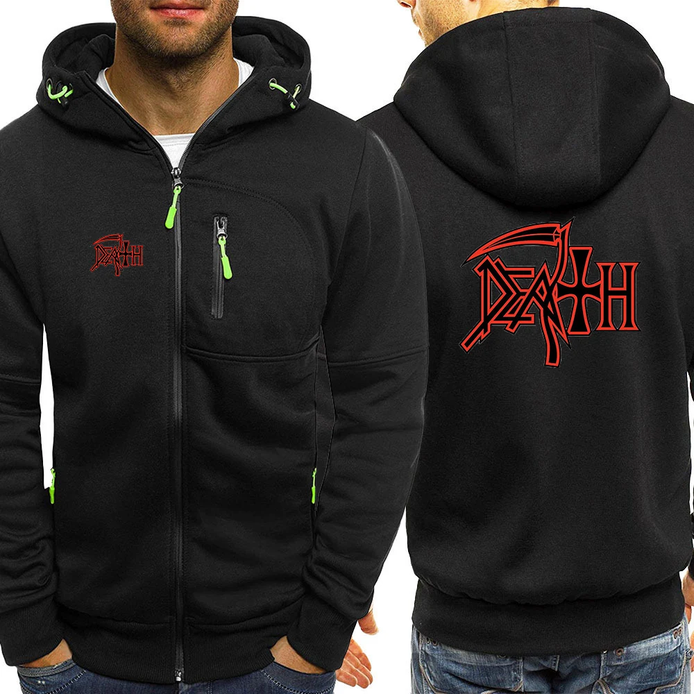 Death Rock Band Heavy Metal พิมพ์แฟชั่นผู้ชายเสื้อผ้าขนแกะ Hoodies ฤดูใบไม้ผลิฤดูใบไม้ร่วงสบายซิปเสื้อแจ็คเก็ต Coat