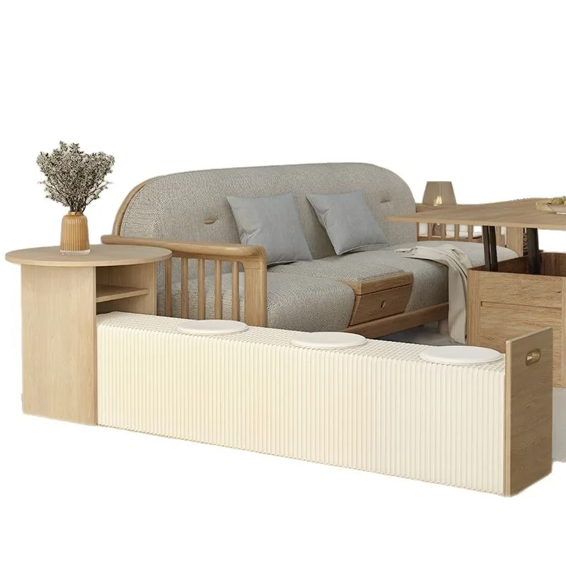 Foldable coffee table, new bench in small household living room, simple multi-functional integrated table and chair in bedroom