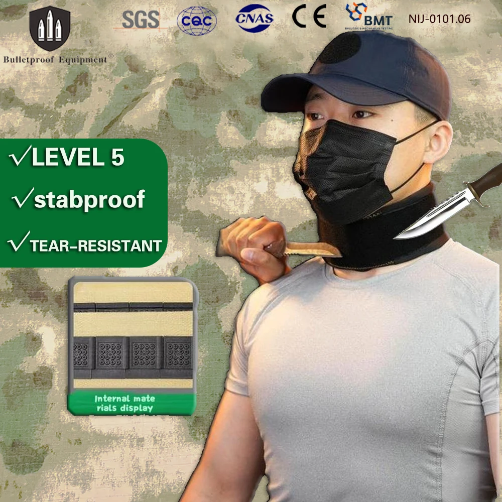 SGS LV5 Anti Stab Neck Guard Professional Cut Resistant Puncture Proof Cervical Collar For Self-Defense Security Work Outdoor