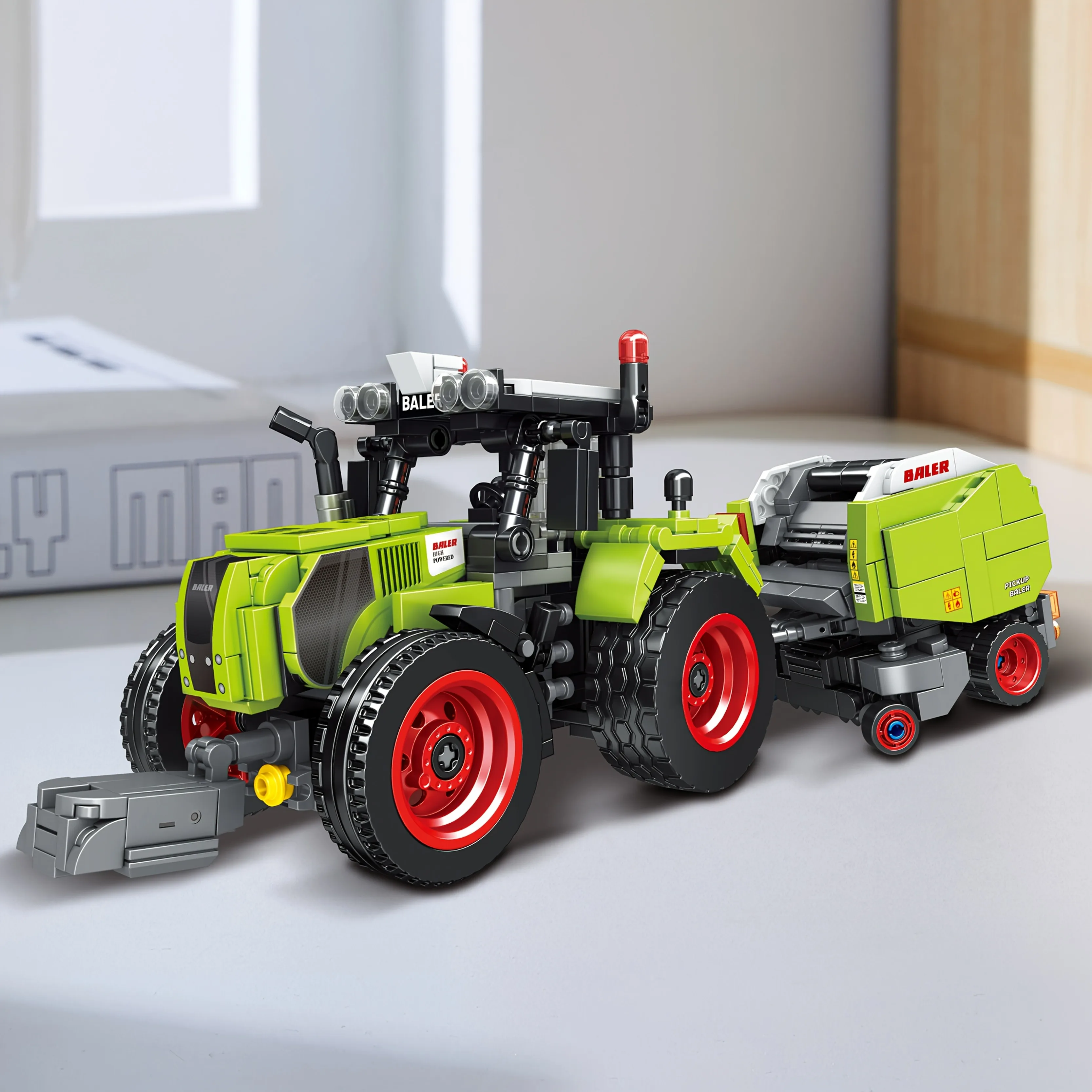 Nouveau jeu de blocs de construction de tracteur de bale de foin de noël, blocs de construction d'assemblage, blocs de construction de décoration de bureau, cadeau de noël,