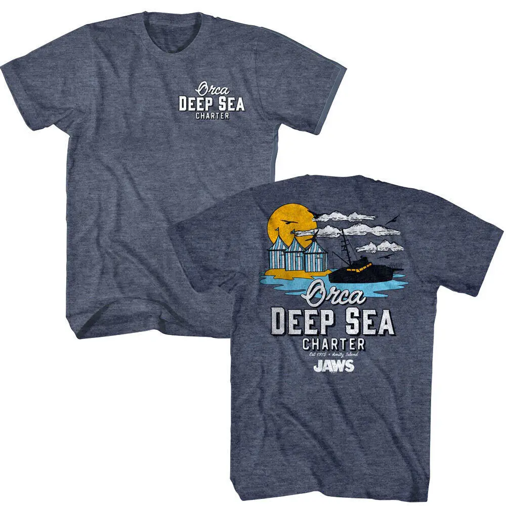 Jaws Orca Deep Sea Charters Men'S T Shirt Sunset Clouds Seagulls Amity Island