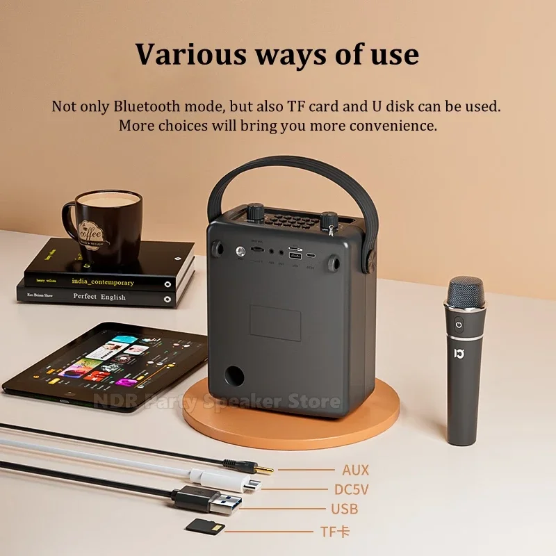 H11 مع ميكروفون لاسلكي متعدد الوظائف K-song الصوت قابلة للشحن مضخم صوت يده 30 واط عالية الطاقة سمّاعات بلوتوث