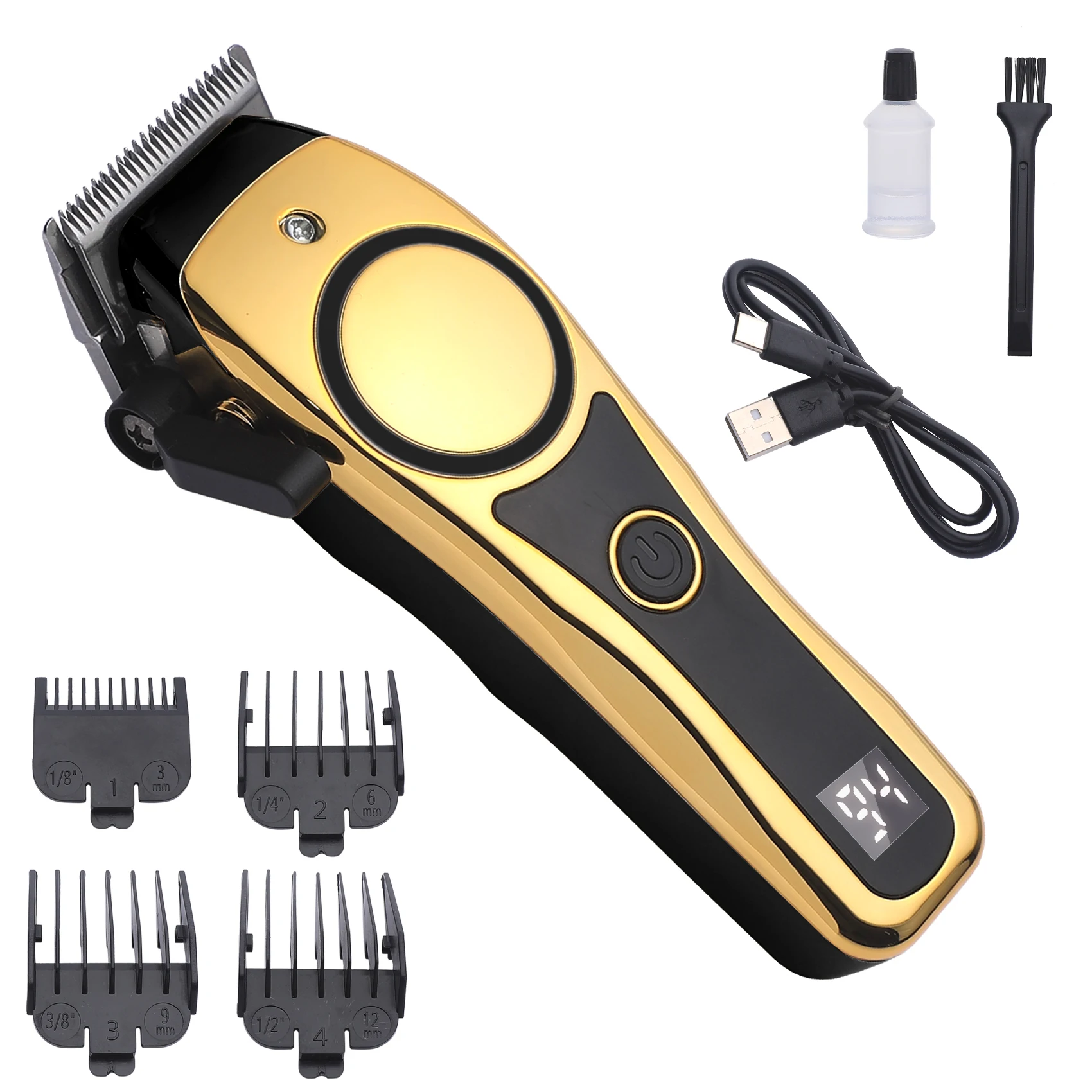 

Professional LCD Hair Clipper Set - Barber Trimmer for Men, Taper Fade & Head Shaving, Electric Razor Kit with Digital Display