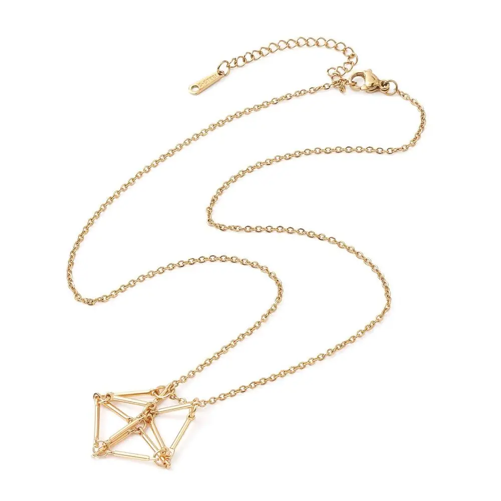 Copper Crystal Holder Cage Necklace Silver Color Gold Color Crystal Net Metal Necklace Empty Stone Holder Necklace