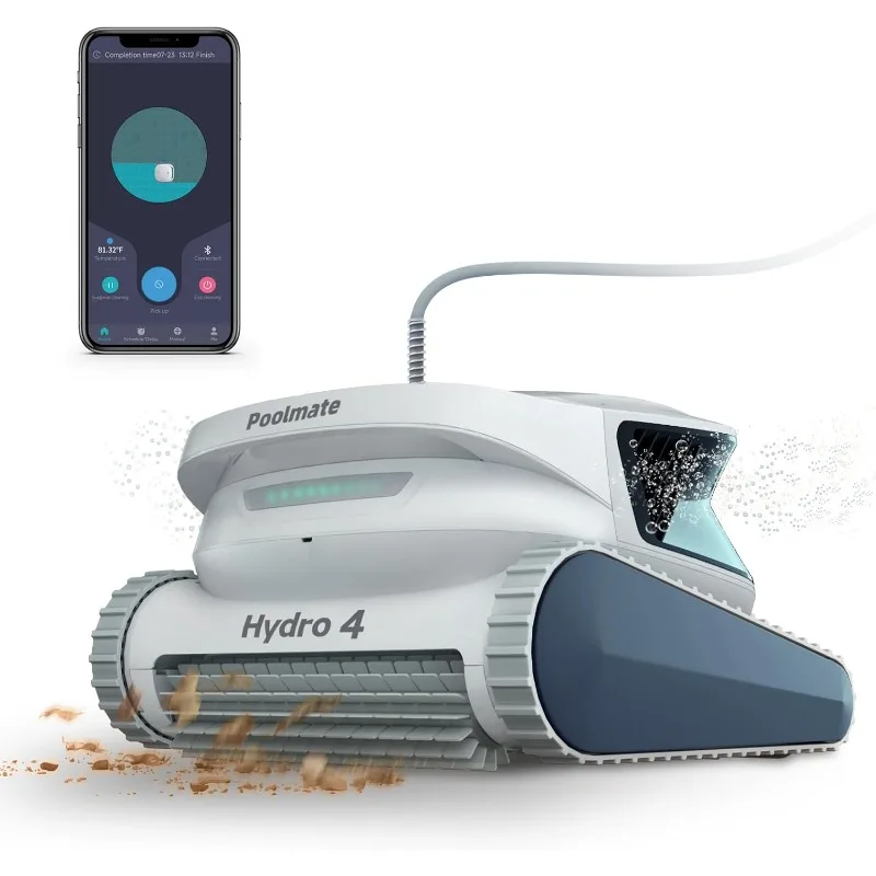 

Poolmate Hydro 4 Pool Robot, Pool Vacuum for Inground and Aboveground Pools, Floor, Wall and Waterline Cleaning and Scrubbing